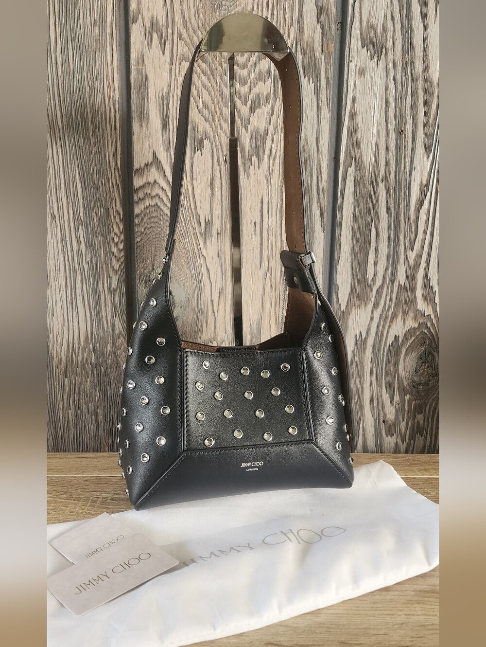 NWT Jimmy Choo Diamond Embellished Leather Shoulder Bag